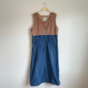 Vintage Dress Extra Large Corduroy and Jean Button Front Studio 25
